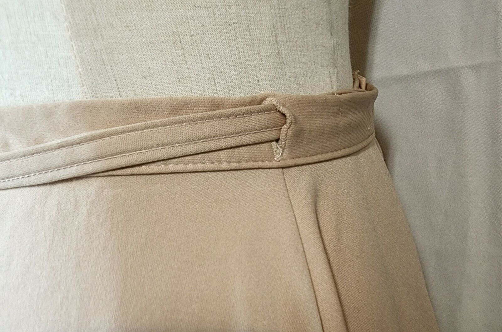 Vintage 1970s  Polyester Danskin Wrap Midi Dance Skirt Beige/Tan SZ Medium DISCO - Fresh Stock Dated March 2026