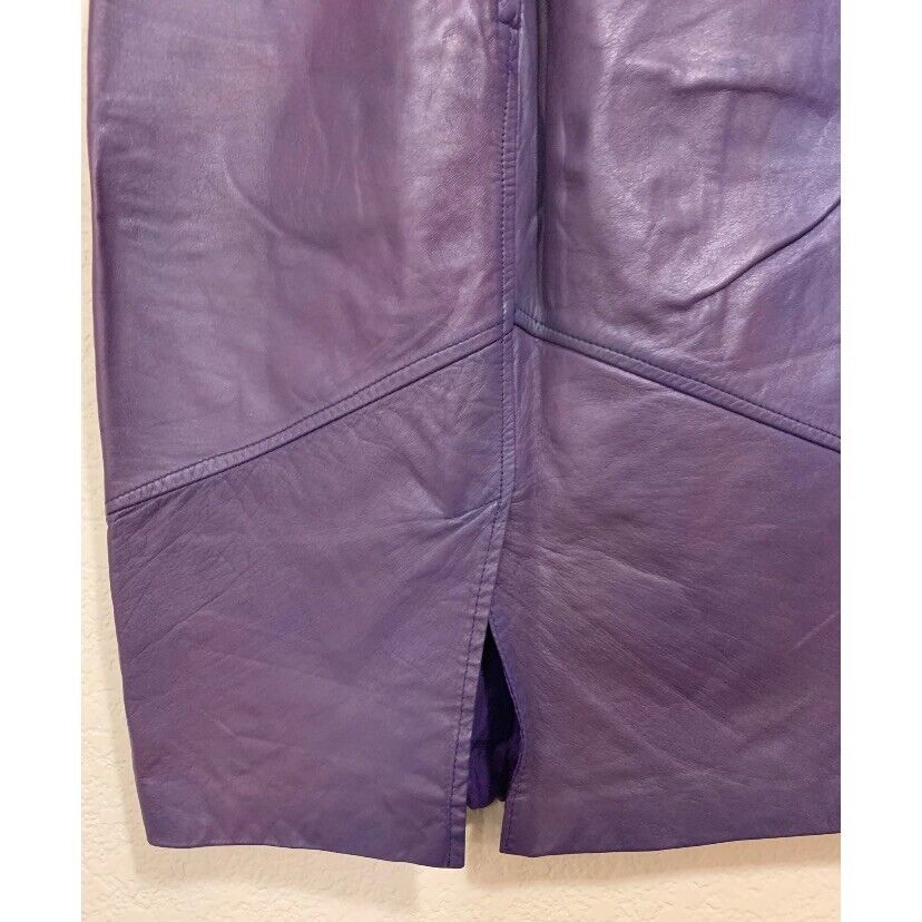 Pelle Cuir Vintage 80s Purple Leather Pencil Skirt Womens 4 - Fresh Stock Dated March 2026