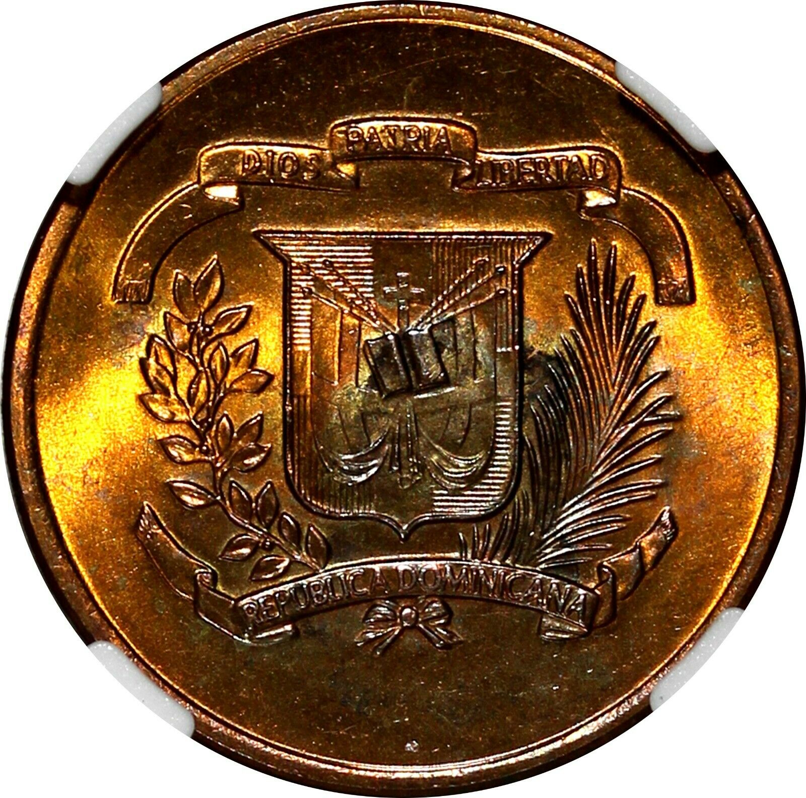 Dominican Republic Bronze 1979 1 Centavo NGC MS64 RB KM# 48 (012) - Fresh Stock Dated February 2026