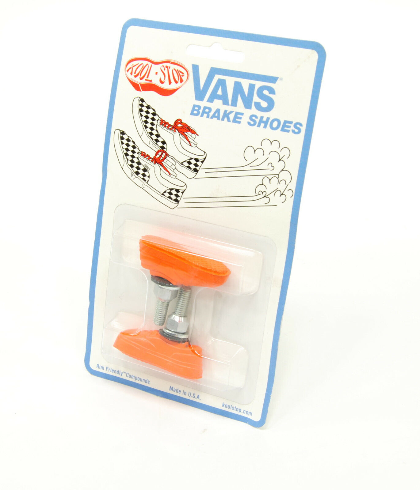 Kool Stop bicycle bike Vans BMX THREADED brake pads ORANGE (PAIR) MADE IN USA - Fresh Stock Dated February 2026