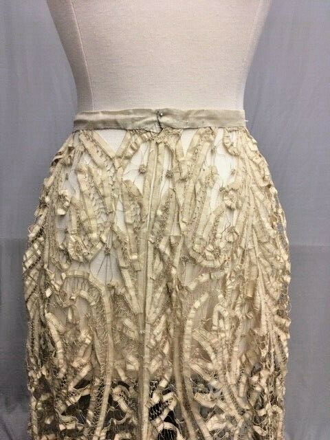 #21-089, Exquisite 1900-1908 Edwardian Handmade Tape Lace Skirt: - Fresh Stock Dated February 2026