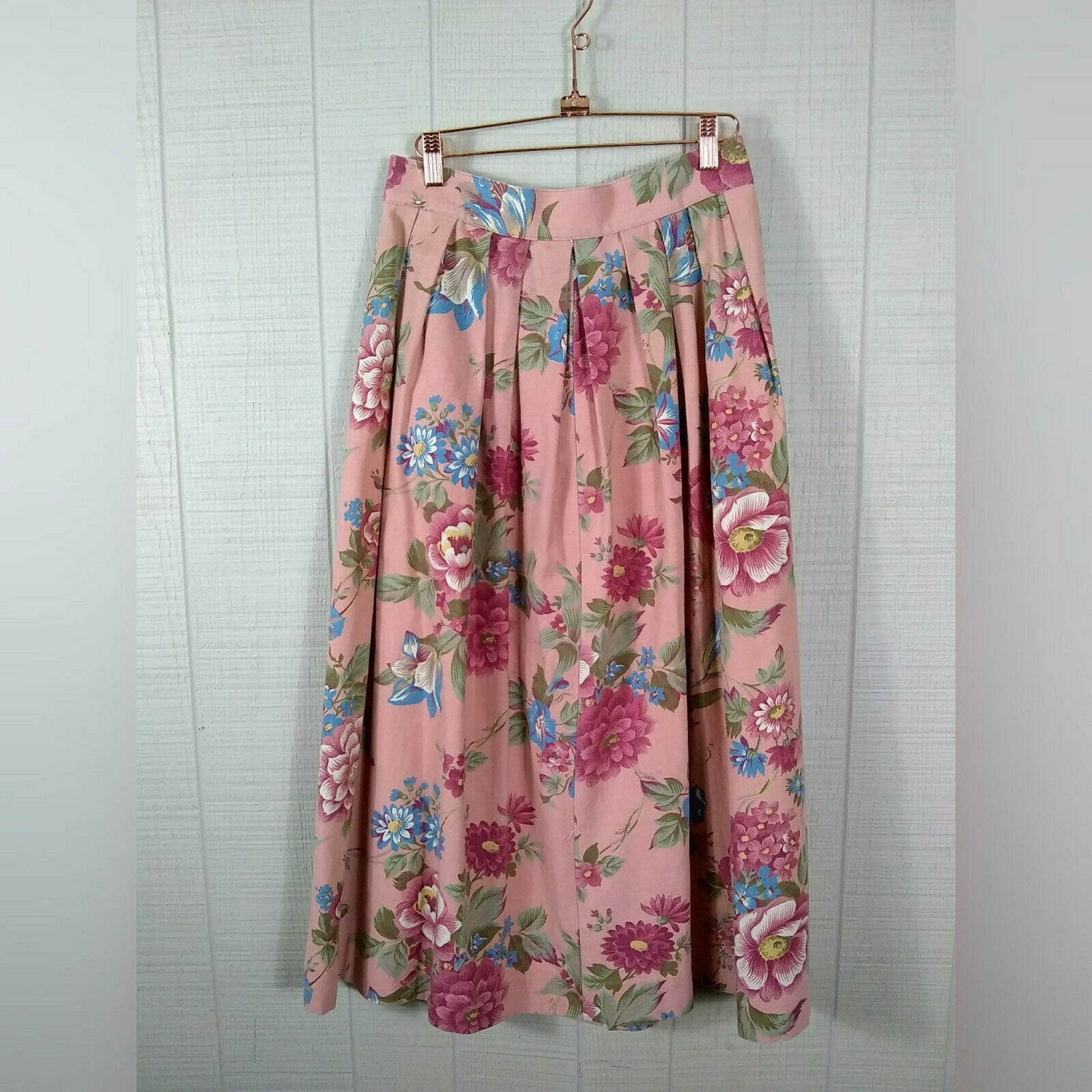 Vintage 90s Button Front High Waist Midi Skirt Cottagecore Prairie Rose Print - Fresh Stock Dated February 2026