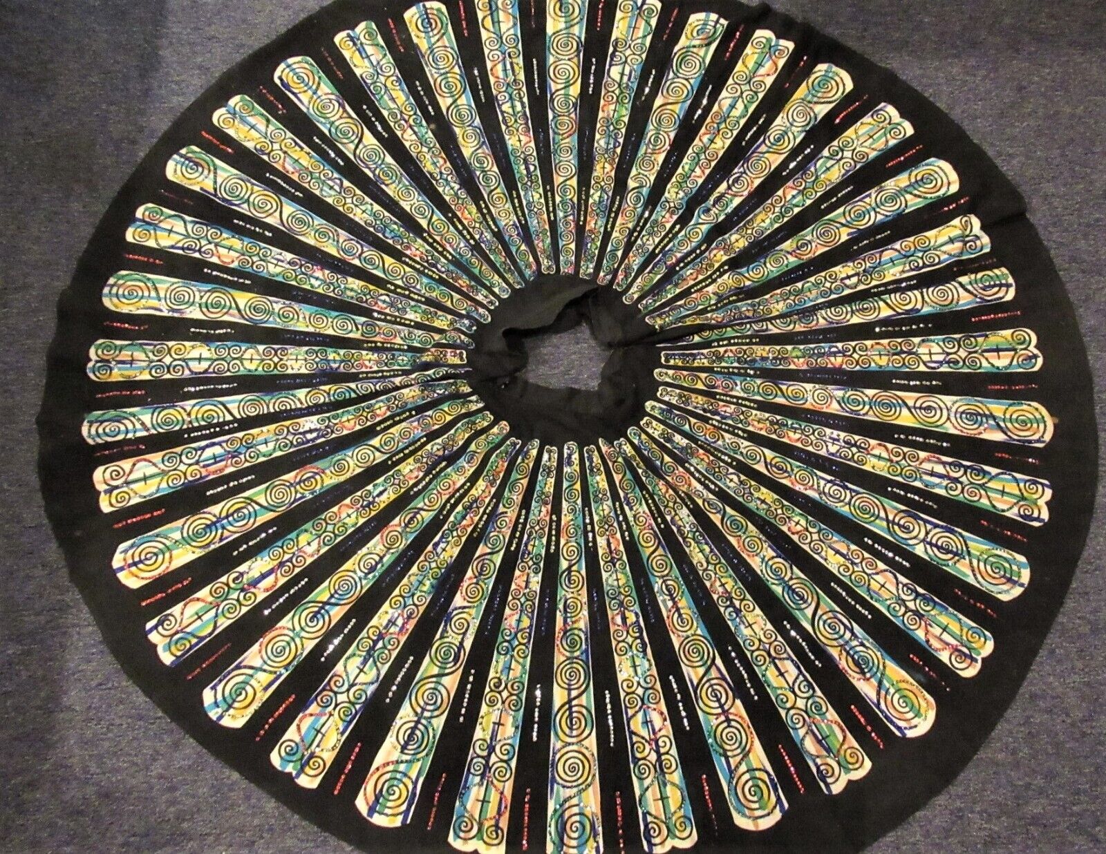 Vintage hand painted sequined circle skirt 