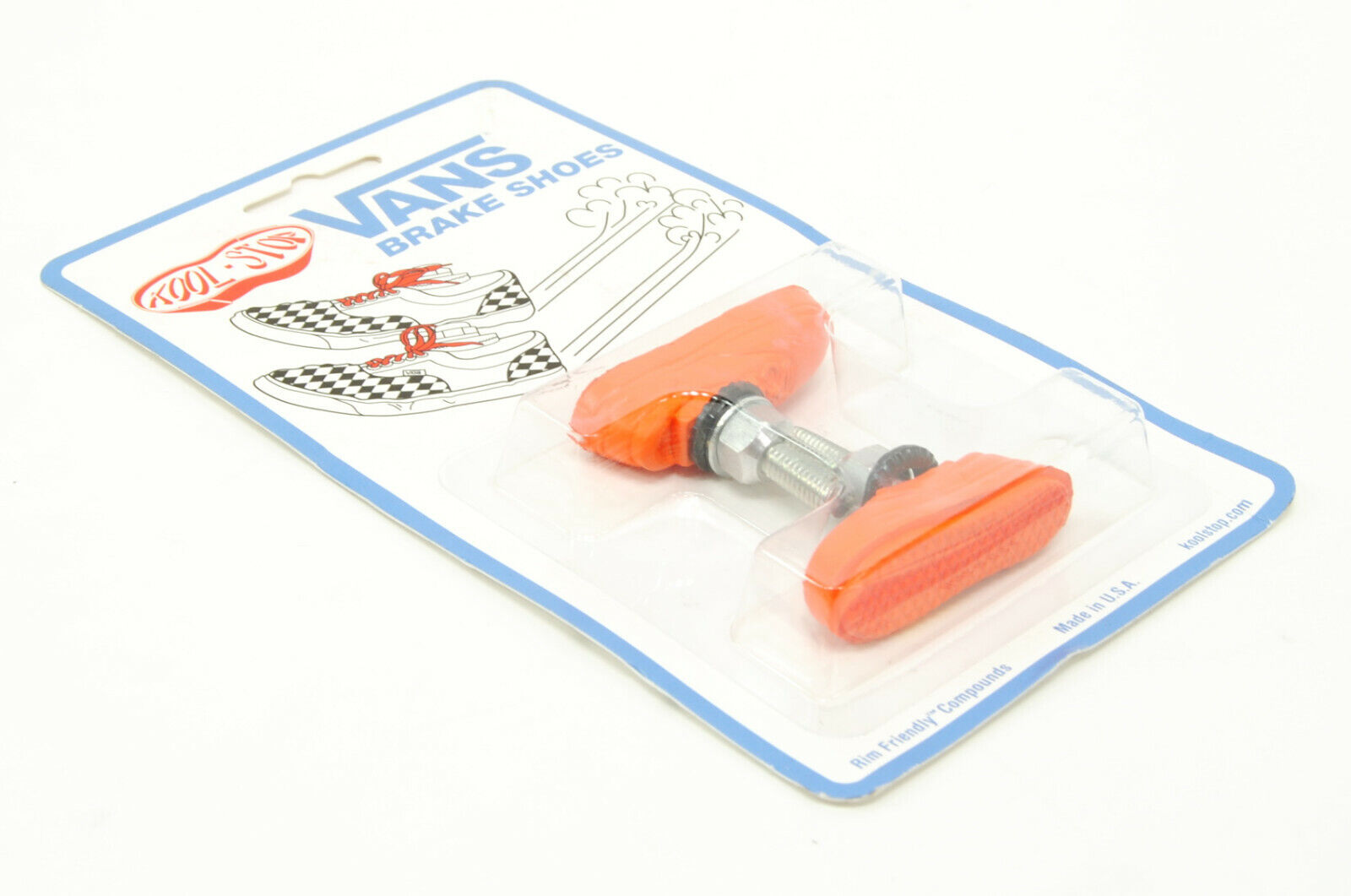 Kool Stop bicycle bike Vans BMX THREADED brake pads ORANGE (PAIR) MADE IN USA - Fresh Stock Dated February 2026