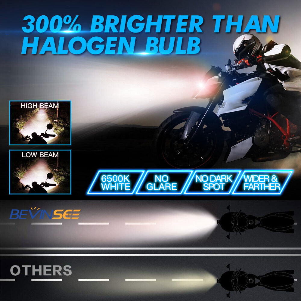 1PCS H4 9003 Motorcycle LED Headlight Kit Hi/Low Beam Bulb Red Angel Eyes Light - Fresh Stock Dated February 2026