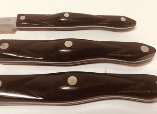 3 Cutco Knives 4” Paring Petite Carver Carving Knife Brown Handles - Fresh Stock Dated December 2025