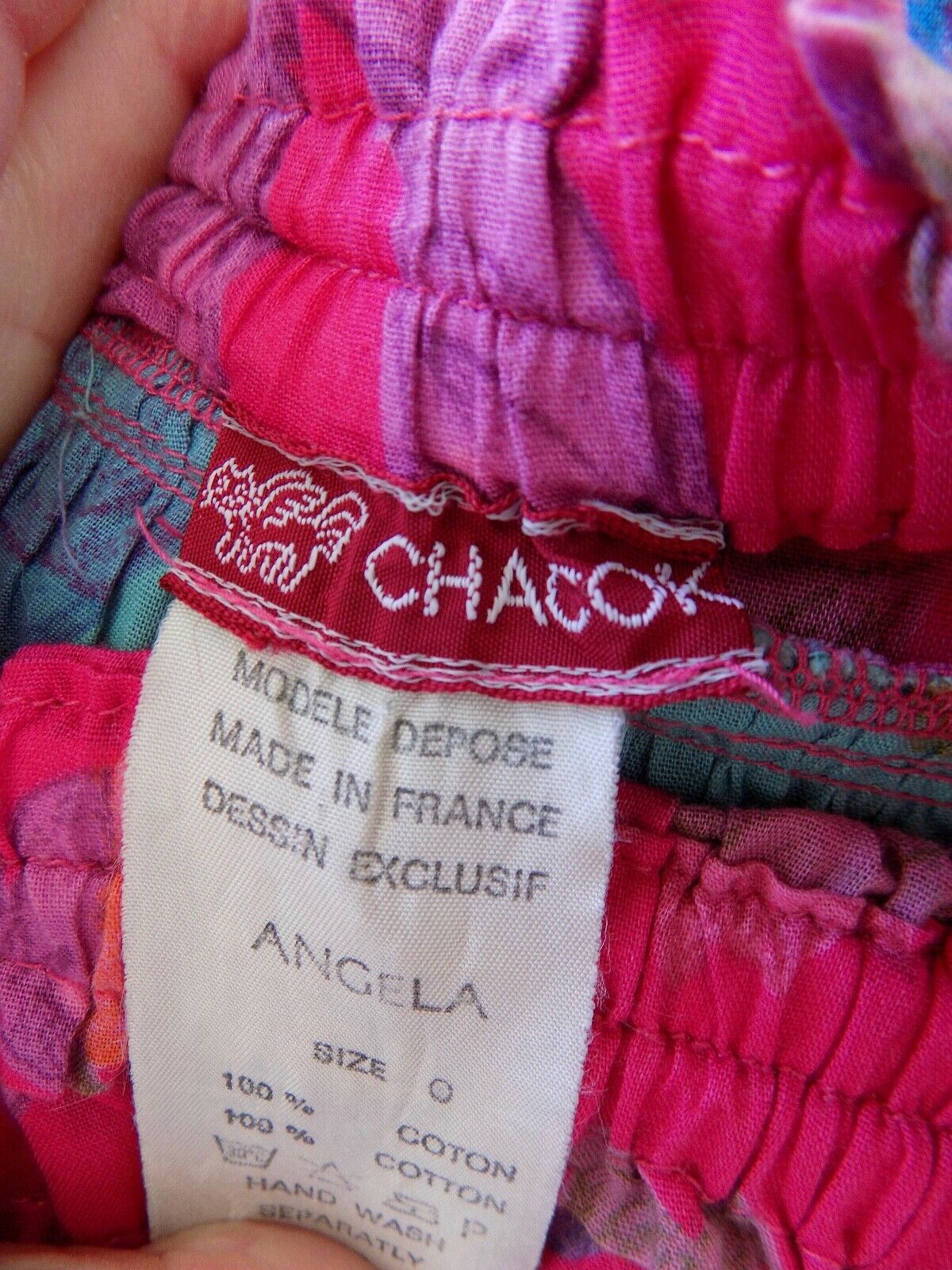 Vtg. CHACOK Colorful Cotton Patchwork Full Skirt Stretch Waist Made In France-0 - Fresh Stock Dated December 2025