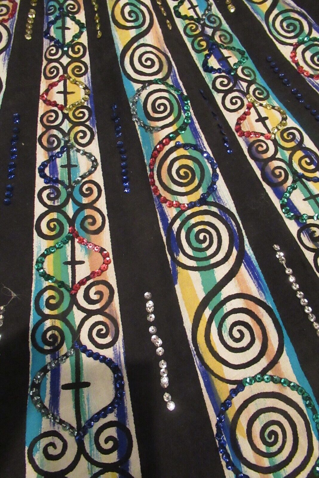 Vintage hand painted sequined circle skirt 