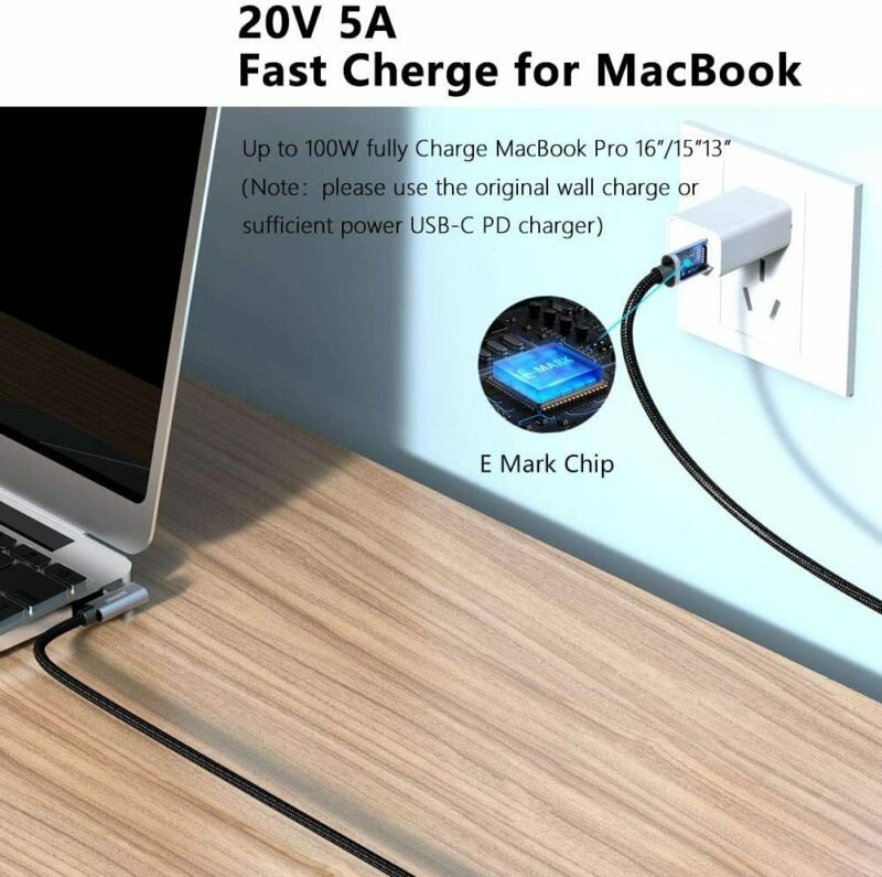 USB C to C Cable 10FT 100W UNAMAK Type C Fasting Charging 10ft, Black - Fresh Stock Dated February 2026