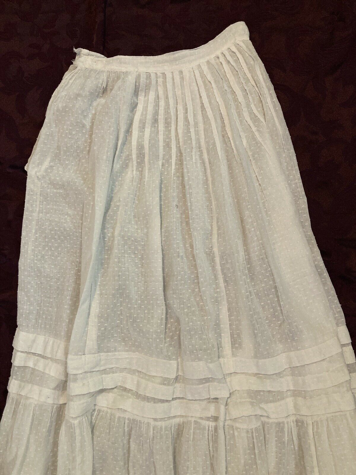Antique Edwardian White Cotton Maxi Petticoat Skirt XXS - Fresh Stock Dated February 2026