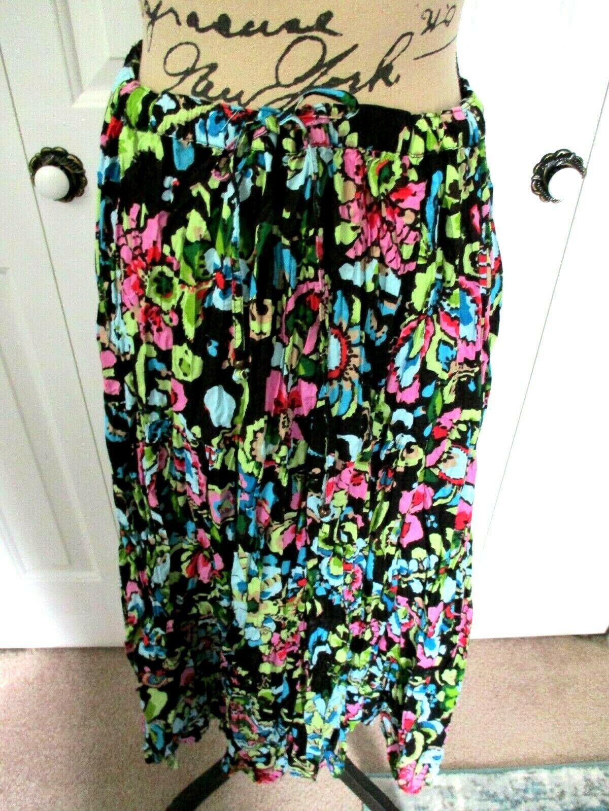 VTG  80's White Stag Bright Floral Boho Indie Crinkled Broom Skirt  Sz 12/14 - Fresh Stock Dated March 2026