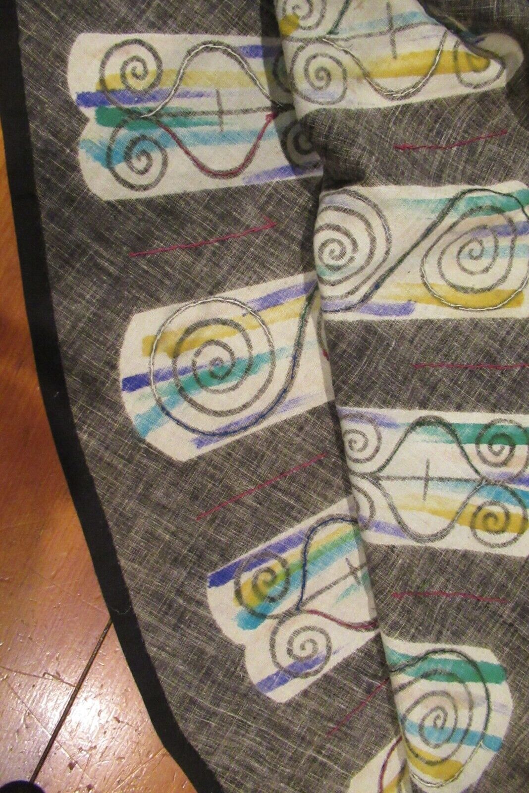 Vintage hand painted sequined circle skirt 