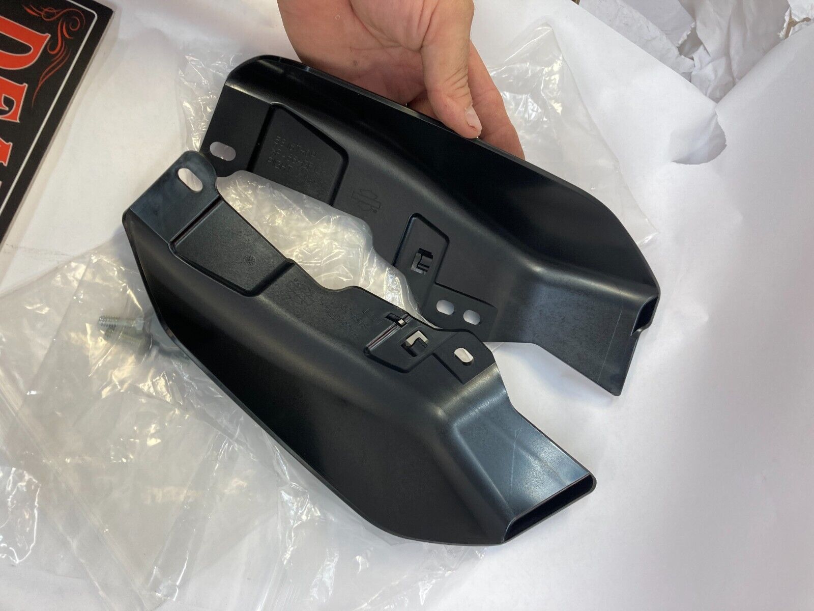 Harley OEM black 09-up Touring midframe heat shields guards nice - Fresh Stock Dated February 2026