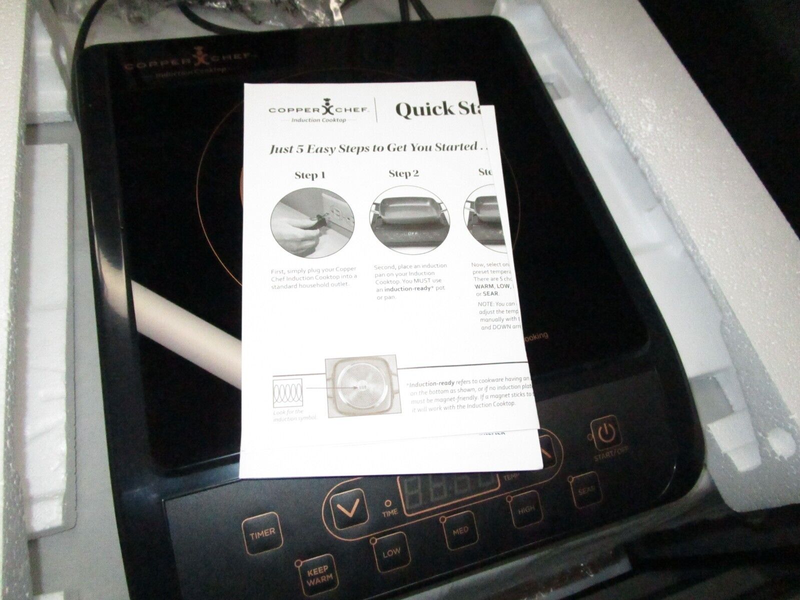 COPPER CHEF Induction Cooktop 1300 Watts KC16067-00300 Black - Fresh Stock Dated February 2026