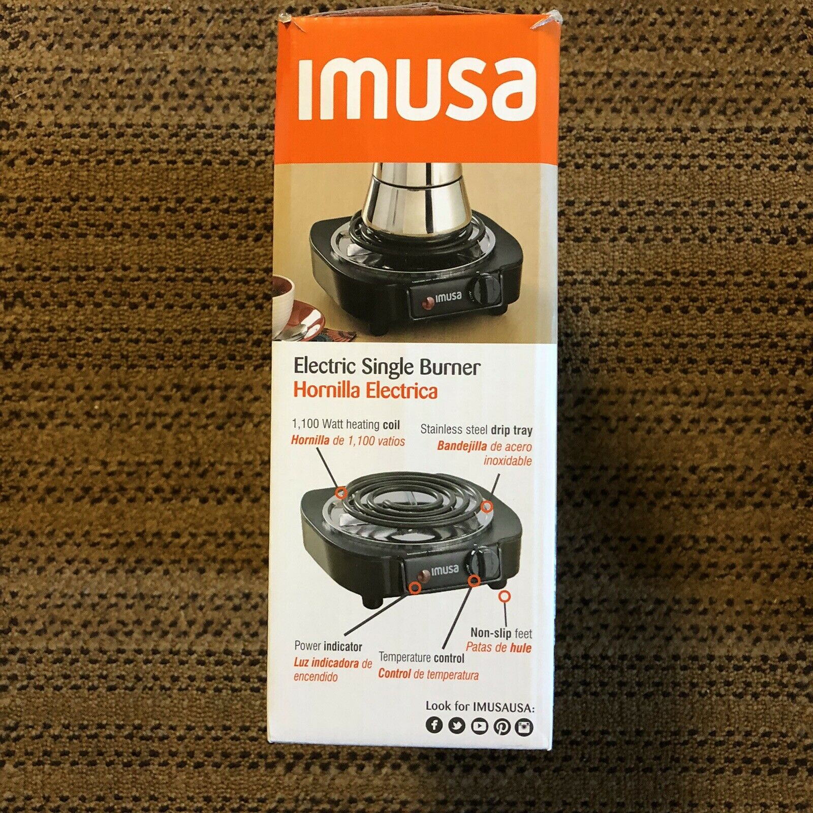 Imusa 1100W Electric Single Burner, Camping, Dorm, Travel, Household - Fresh Stock Dated December 2025