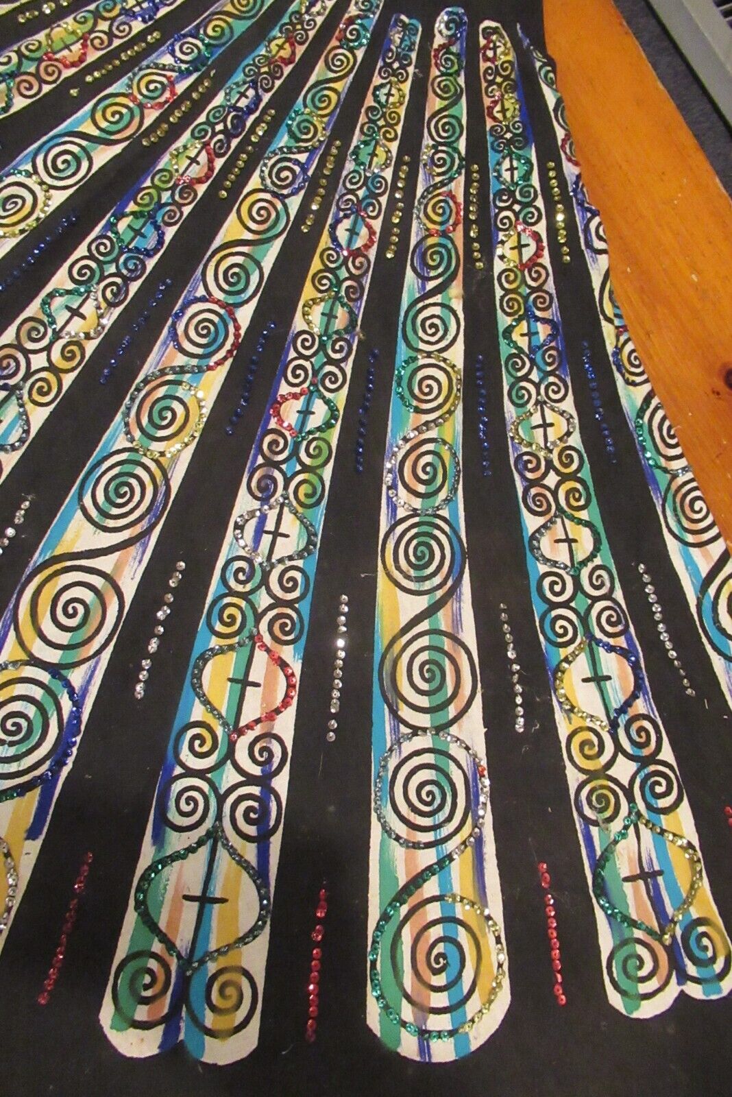 Vintage hand painted sequined circle skirt 