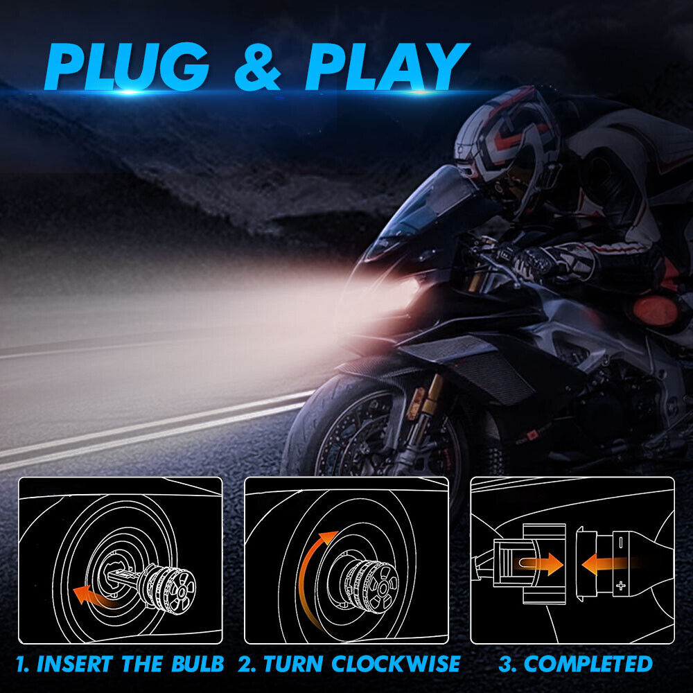 1PCS H4 9003 Motorcycle LED Headlight Kit Hi/Low Beam Bulb Red Angel Eyes Light - Fresh Stock Dated February 2026