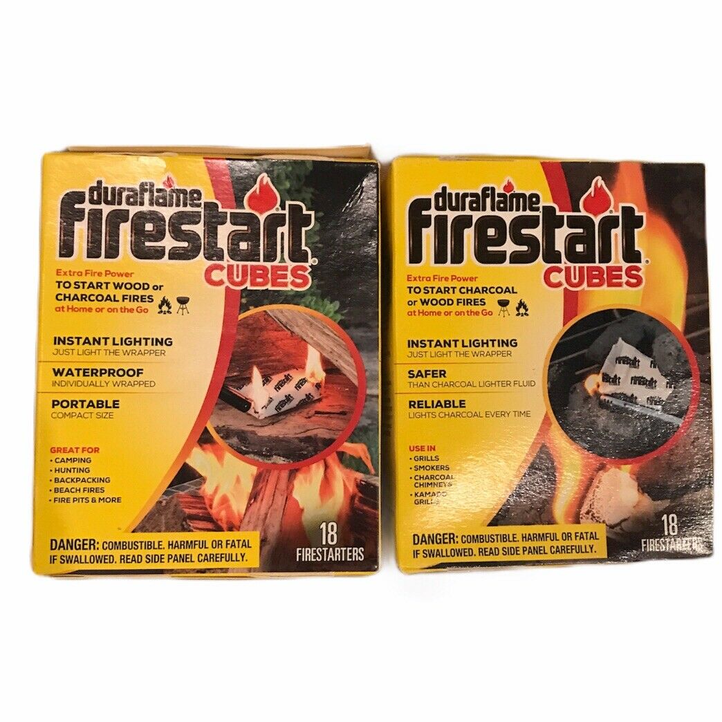 2 x Duraflame Firestart CUBES 18 Pk Firestarters Instant Safe Reliable Original - Fresh Stock Dated December 2025