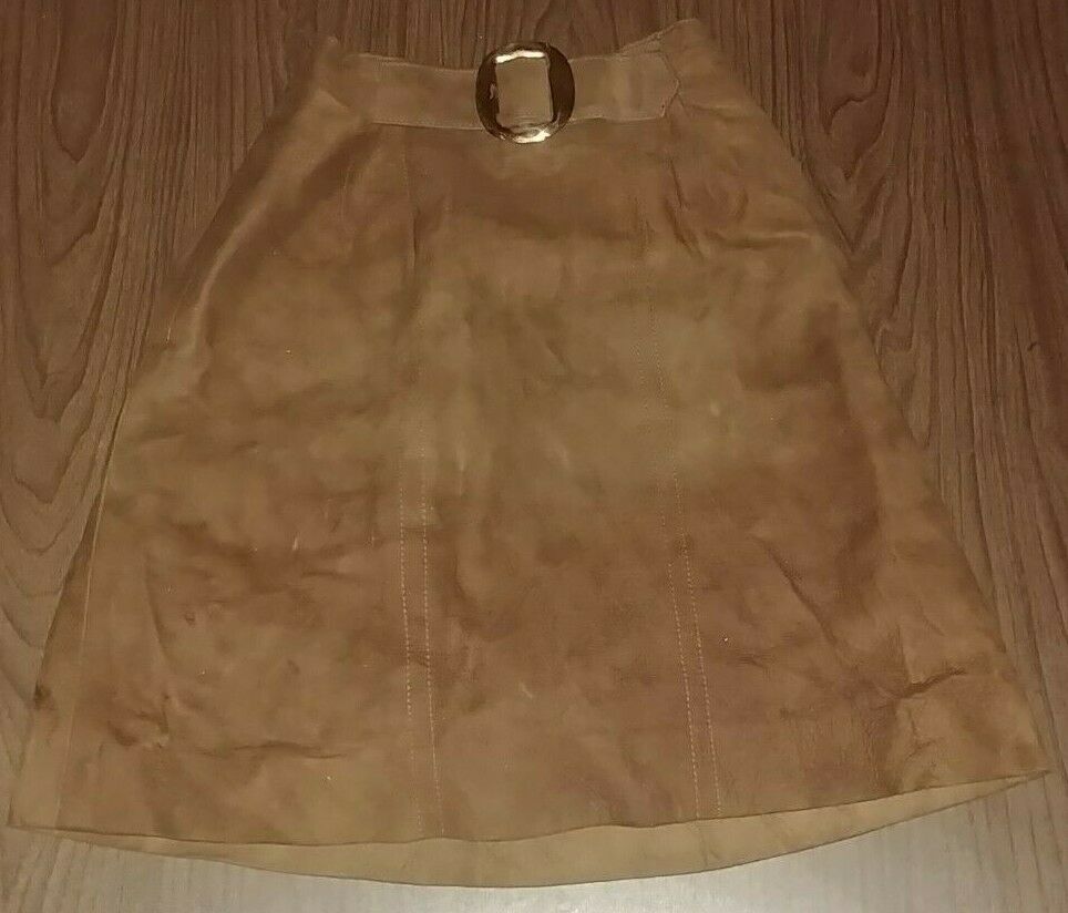 60's Vintage Mod suede leather vest  & mini skirt set;  Custom made Size Small - Fresh Stock Dated March 2026