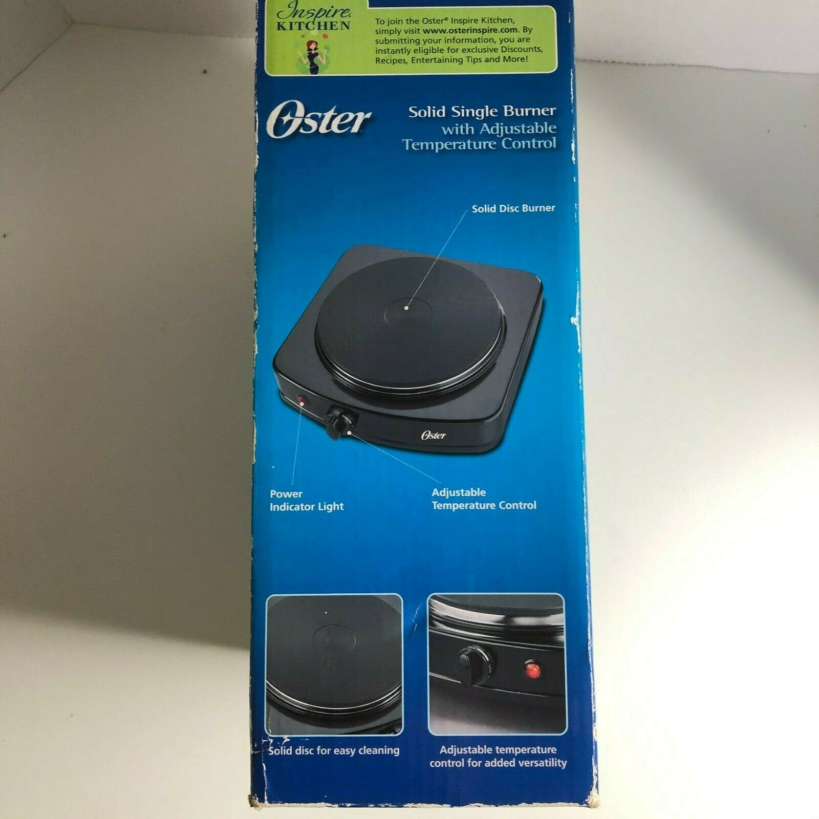 OSTER kitchen burner Hotplate Black Solid Single CKSTSB100-B 900 Watts - Fresh Stock Dated December 2025