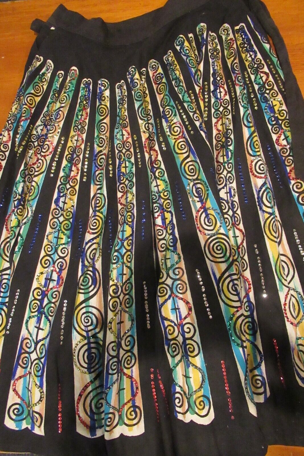 Vintage hand painted sequined circle skirt 
