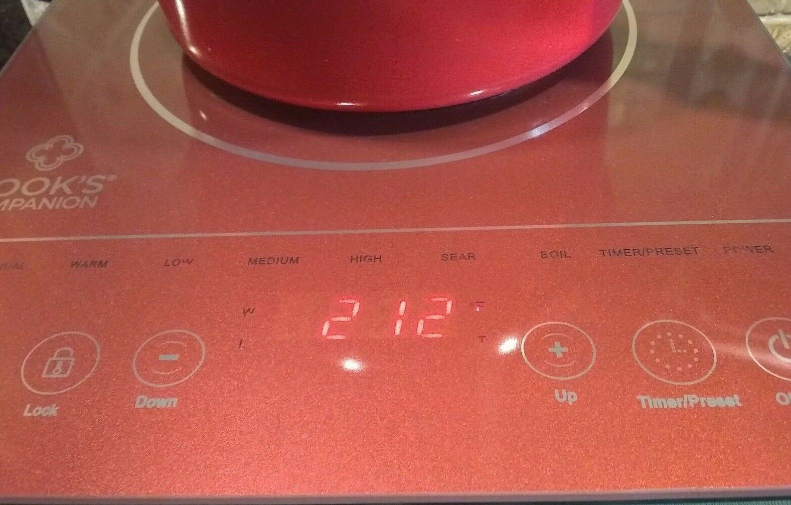 NEW Cooks Companion Induction Cooktop 1500W LED Programmable Cooker Merlot Red - Fresh Stock Dated February 2026