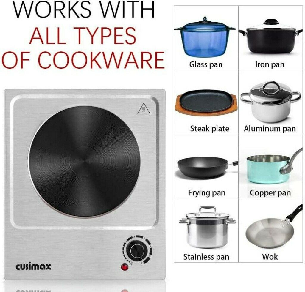 Elec-tric Portable Single Burner 1500W Hot Plate CookING Stove Countertop Travel - Fresh Stock Dated February 2026