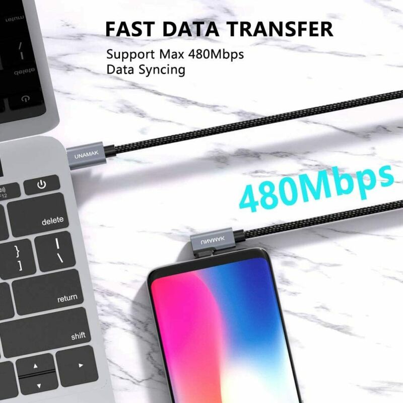 USB C to C Cable 10FT 100W UNAMAK Type C Fasting Charging 10ft, Black - Fresh Stock Dated February 2026