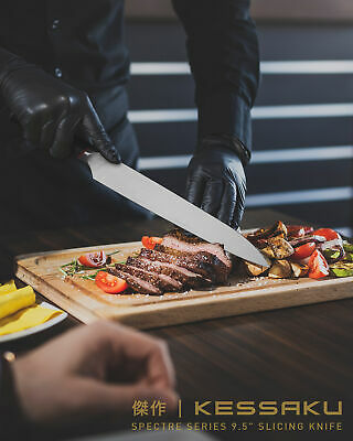 Kessaku 9.5-Inch Slicing Carving Knife - Spectre Series - AUS-8 Stainless Steel - Fresh Stock Dated December 2025