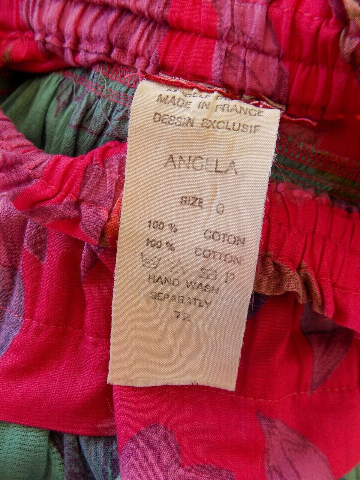 Vtg. CHACOK Colorful Cotton Patchwork Full Skirt Stretch Waist Made In France-0 - Fresh Stock Dated December 2025