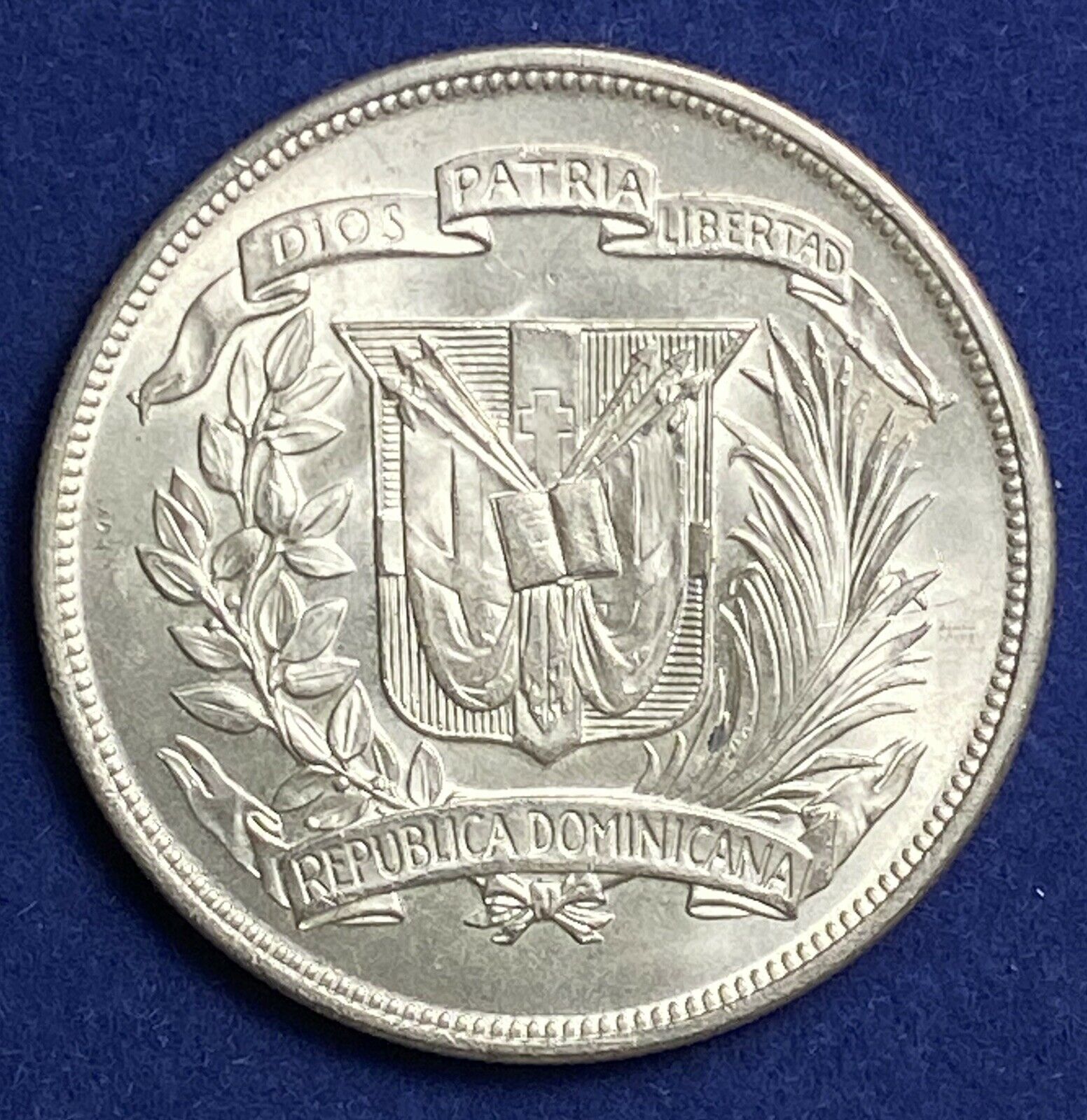 1952 Dominican Republic Silver 1 Peso Brilliant Uncirculated - Fresh Stock Dated December 2025