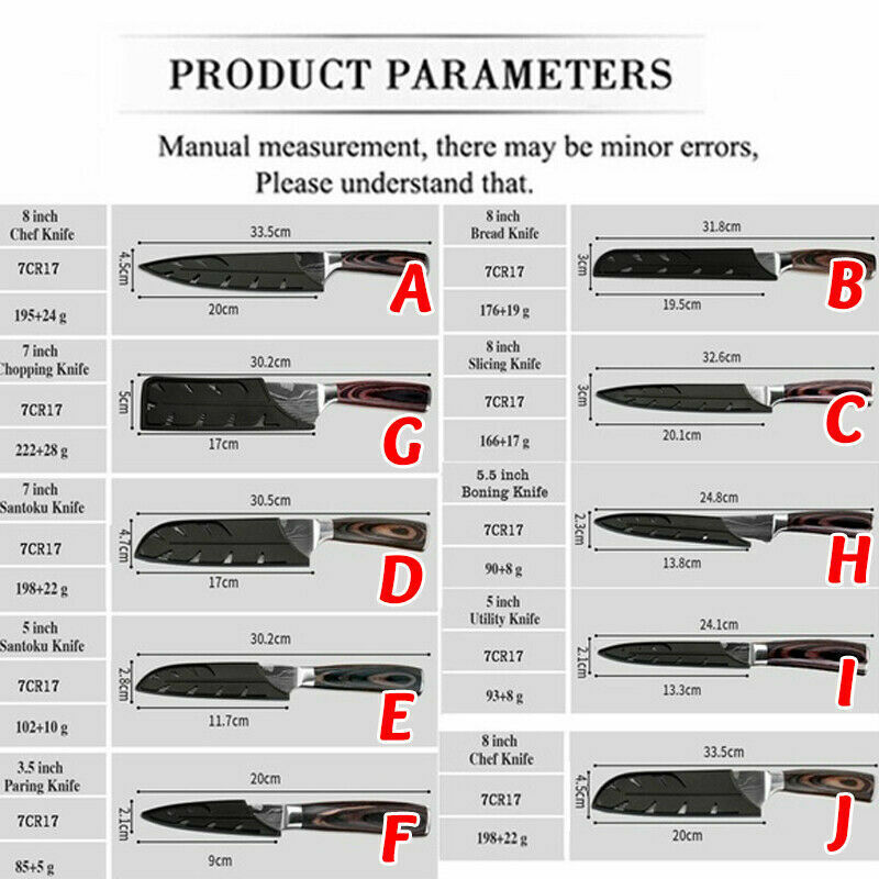 Knife Set 10 Piece Kitchen Knife Set with Block Stainless Steel Full-Tang Knives - Fresh Stock Dated February 2026