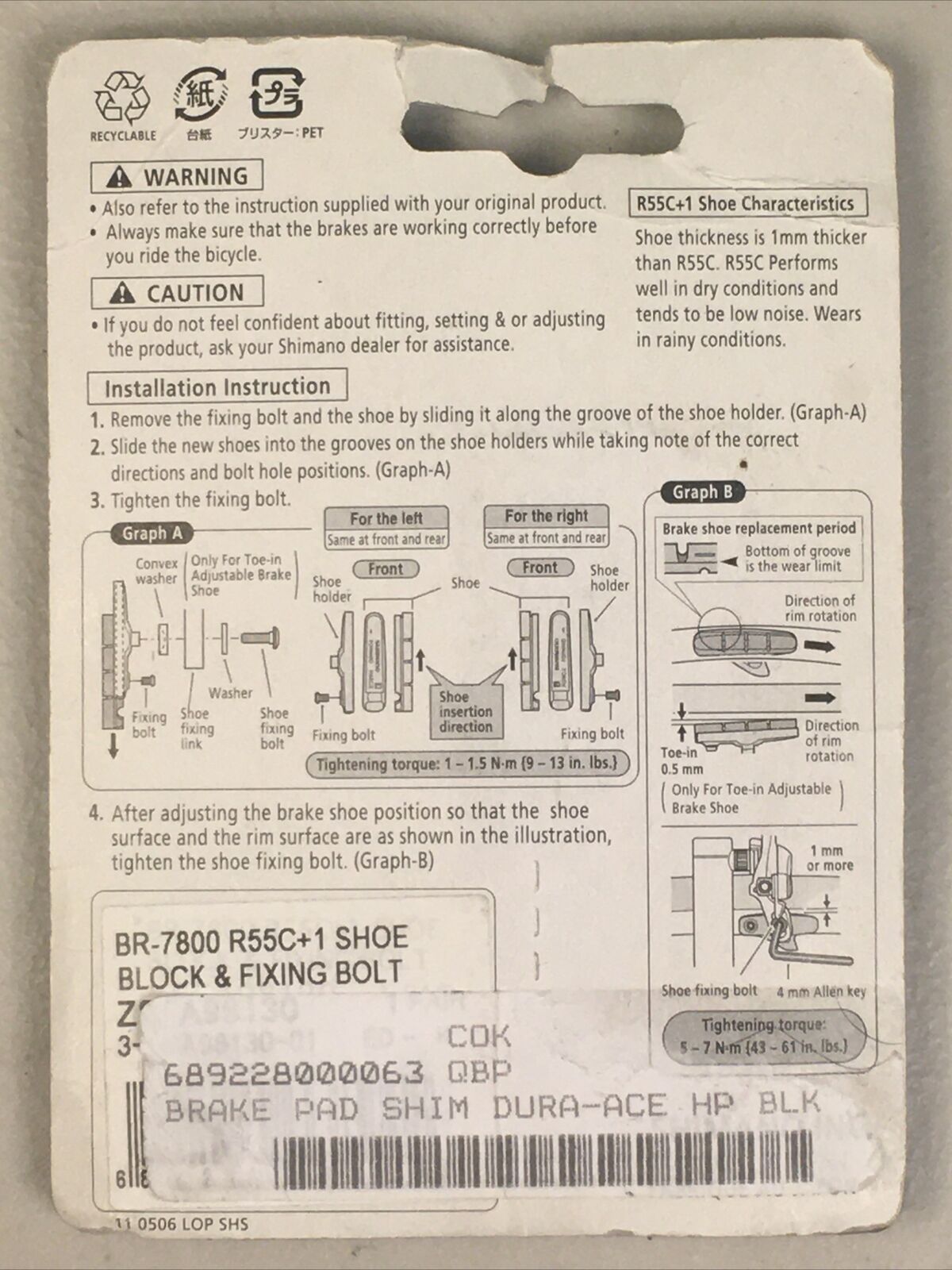 Shimano Dura-Ace BR-7800 Brake Pads - Also fits BR-5600 & BR-6600 - NEW & Sealed - Fresh Stock Dated February 2026