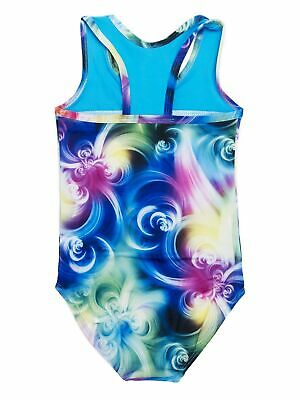 Wenchoice Girls Blue Rainbow Floral Print T-Back Sleeveless Leotard 9M-8 - Fresh Stock Dated December 2025