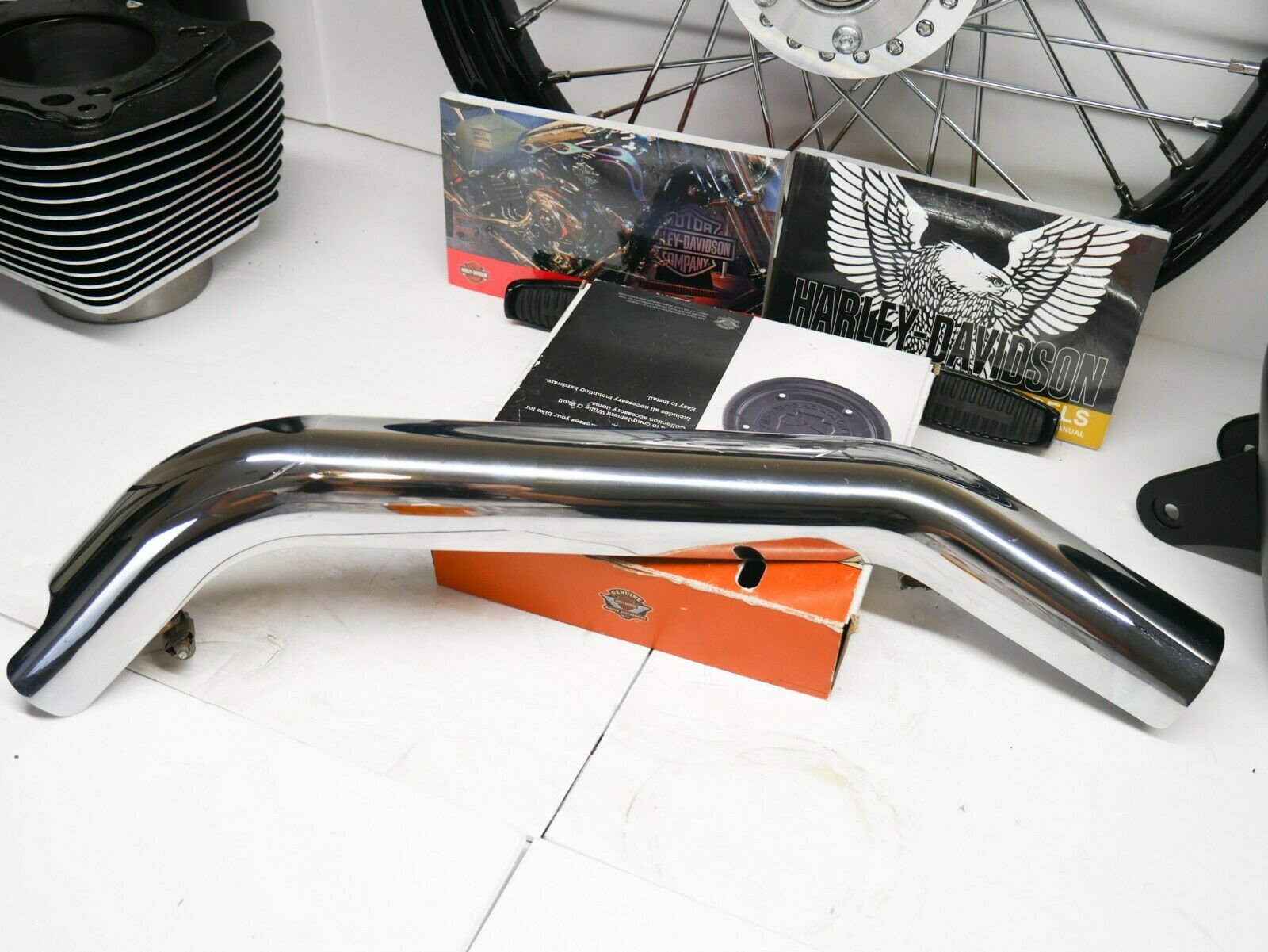 OEM 06-17 Harley Sportster 1200 & 883 Exhaust Header Pipe Heatshield Set Chrome - Fresh Stock Dated February 2026