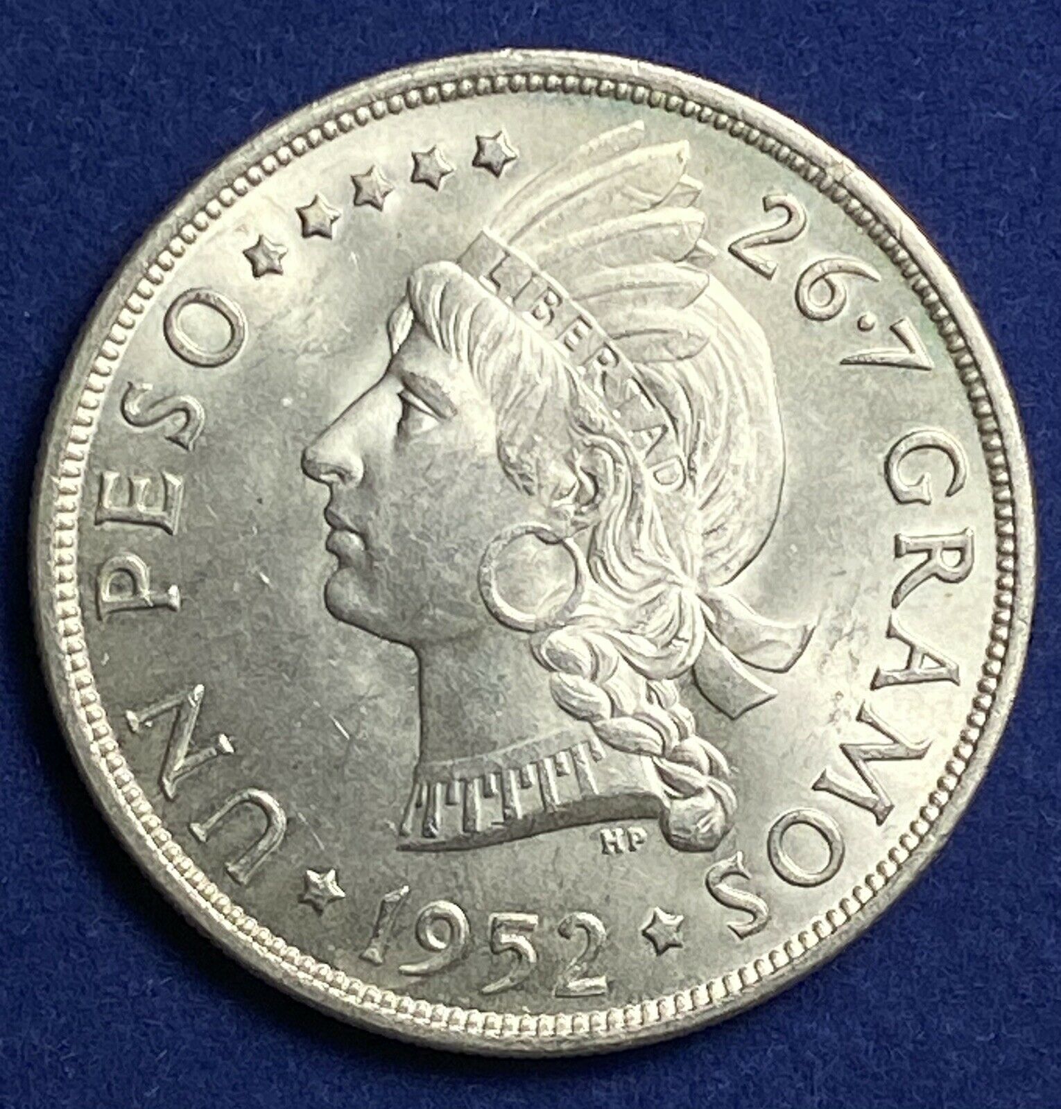 1952 Dominican Republic Silver 1 Peso Brilliant Uncirculated - Fresh Stock Dated December 2025