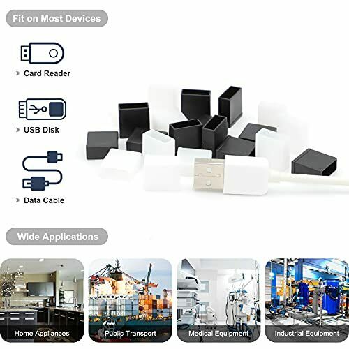 USB Cover Cap, 20 Pcs Black Clear Plastic USB A Male Plug Cover - Fresh Stock Dated February 2026