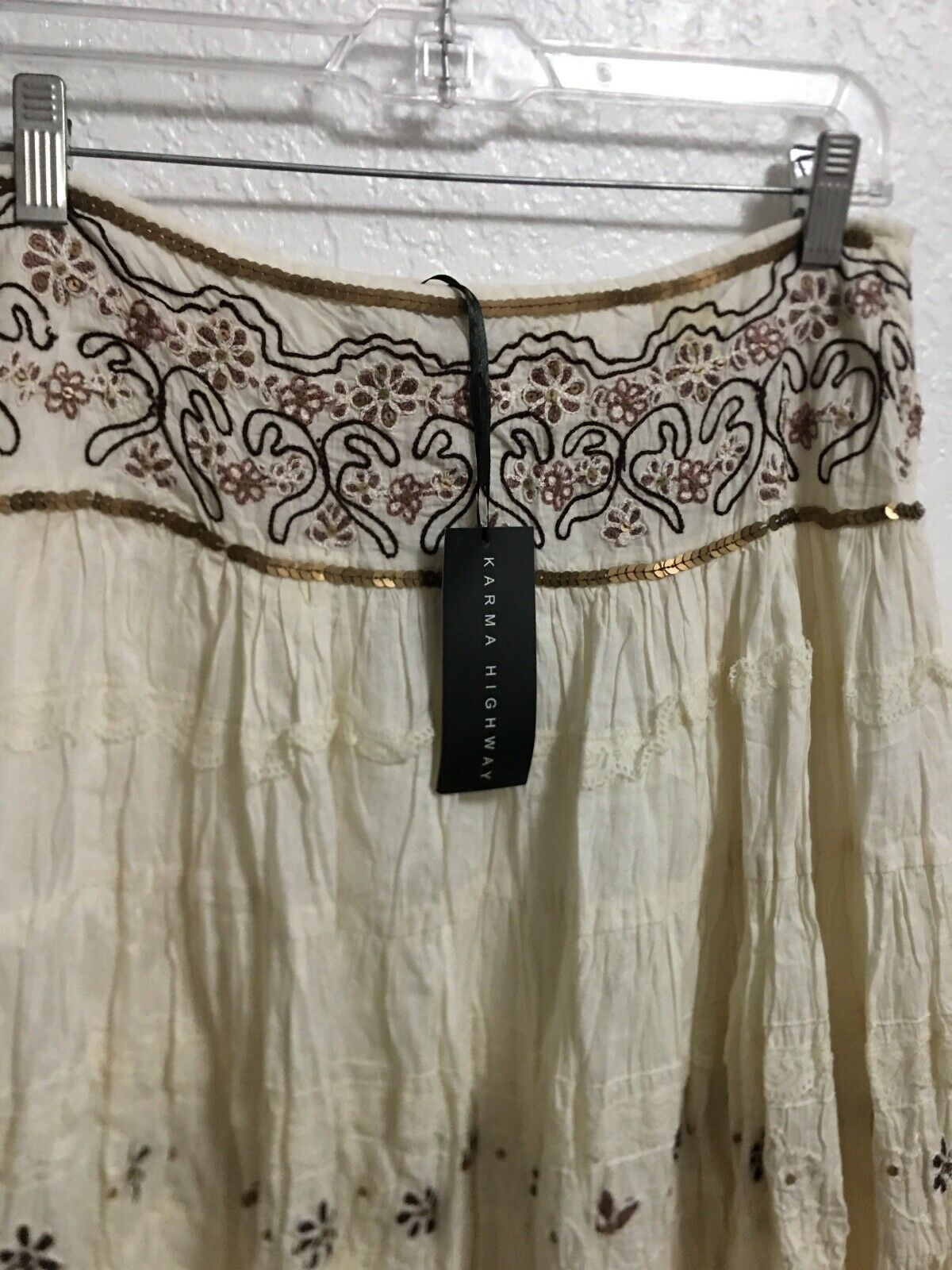 NEW  Size- M Karma Highway Cotton Skirt Embroidered Sequins Lace Full - Fresh Stock Dated February 2026