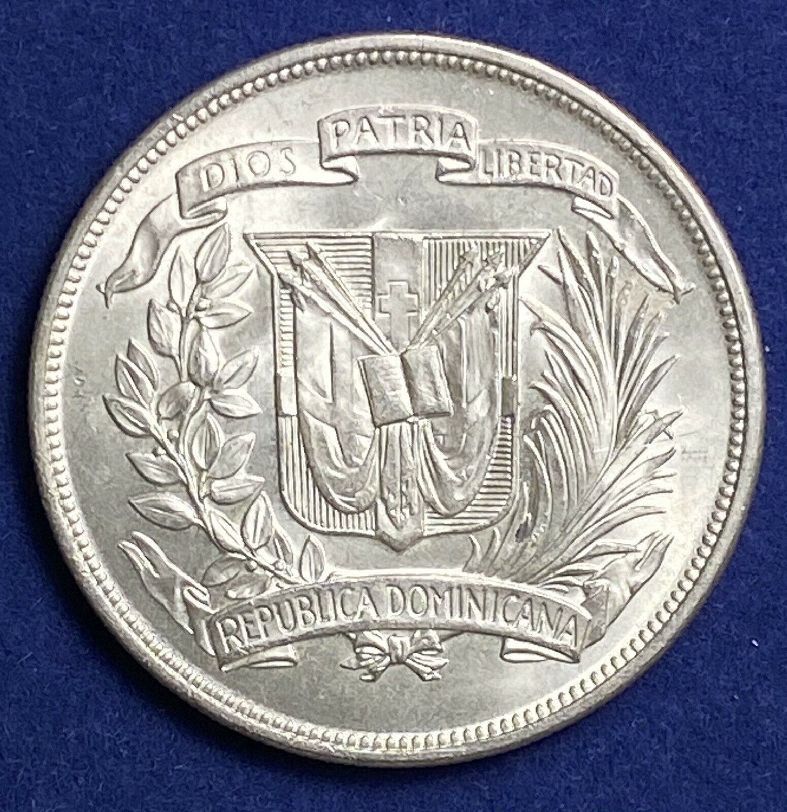1952 Dominican Republic Silver 1 Peso Brilliant Uncirculated - Fresh Stock Dated December 2025