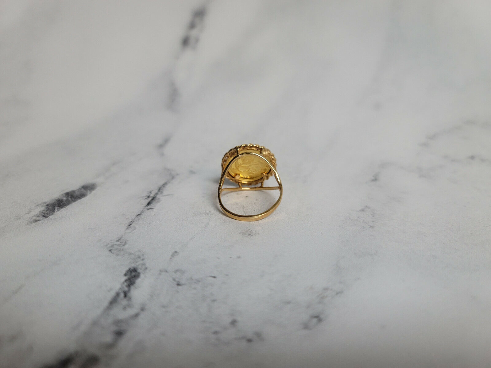 1994 Panda Coin Ring w/ rope bezel with diamond cuts 14k Yellow Gold Asian coin - Fresh Stock Dated February 2026