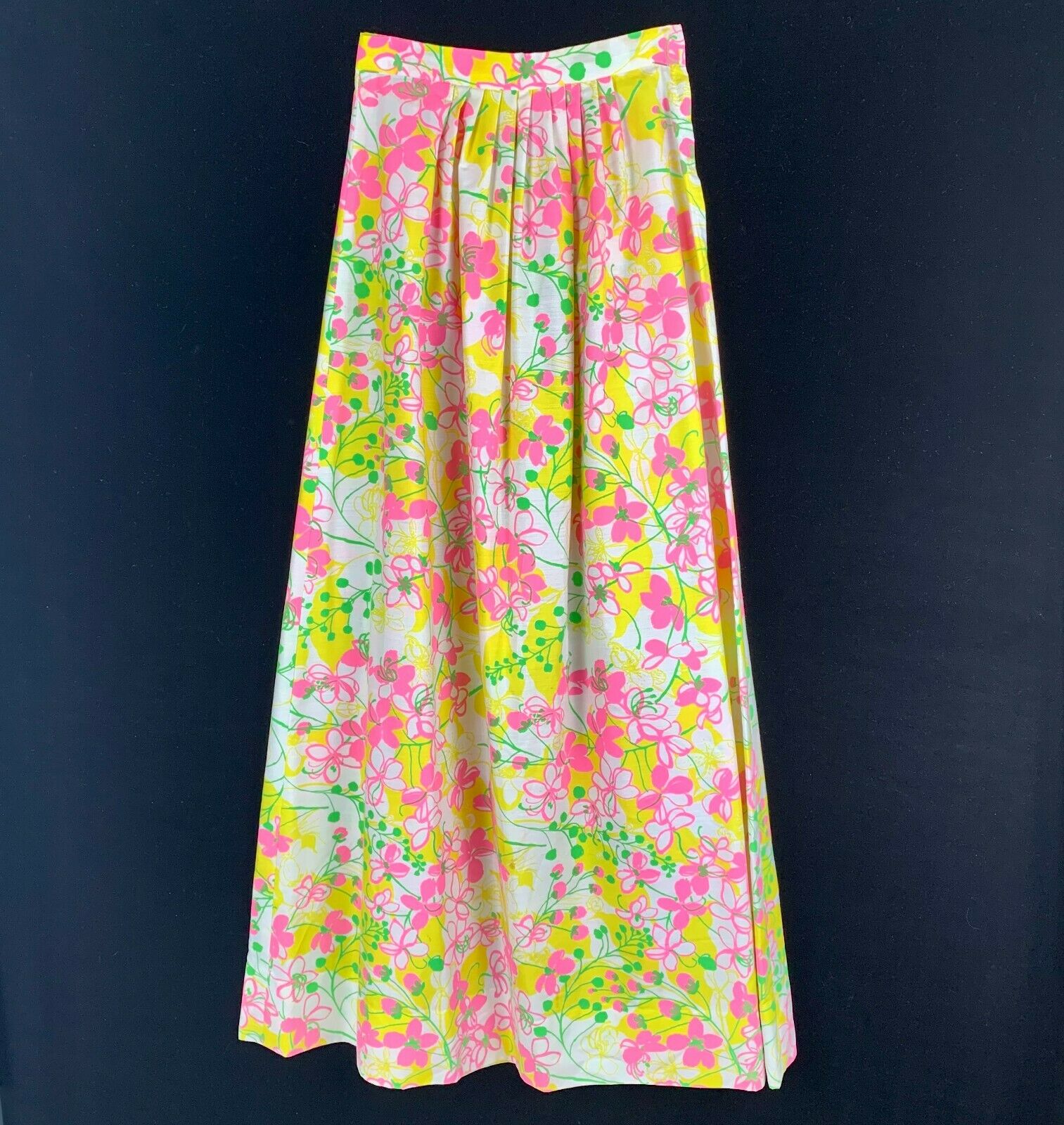 Vintage 1970s Key West Fabrics Maxi Skirt S Center Pleats Lilly Pulitzer Floral - Fresh Stock Dated February 2026