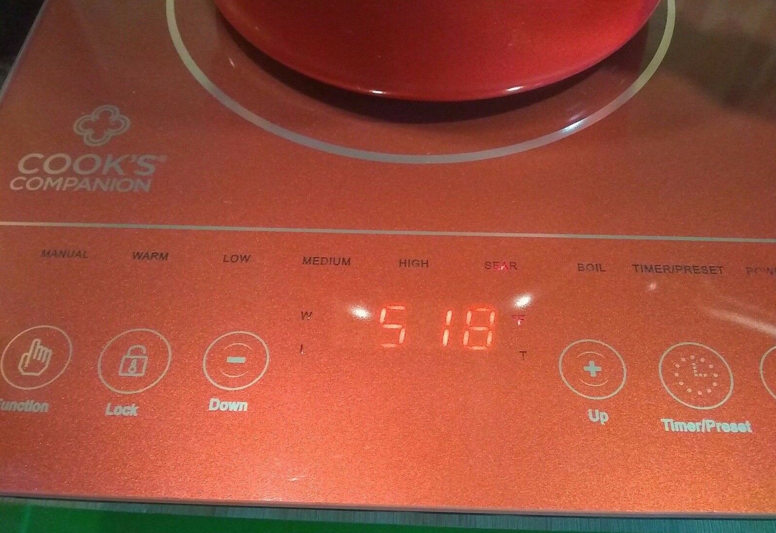 NEW Cooks Companion Induction Cooktop 1500W LED Programmable Cooker Merlot Red - Fresh Stock Dated February 2026