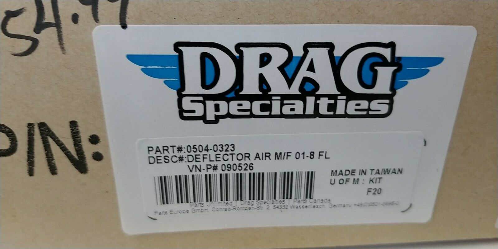 Drag Specialties 0504-0323 Frame Mounted Heat Deflectors for Harley - Fresh Stock Dated February 2026