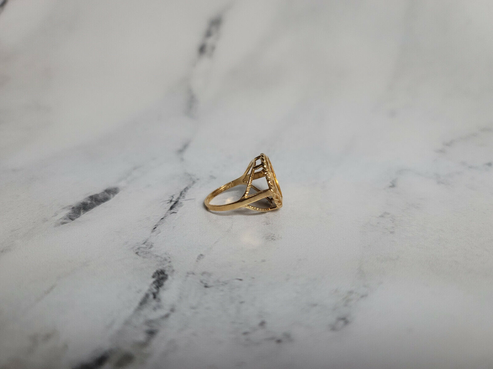 1994 Panda Coin Ring w/ rope bezel with diamond cuts 14k Yellow Gold Asian coin - Fresh Stock Dated February 2026