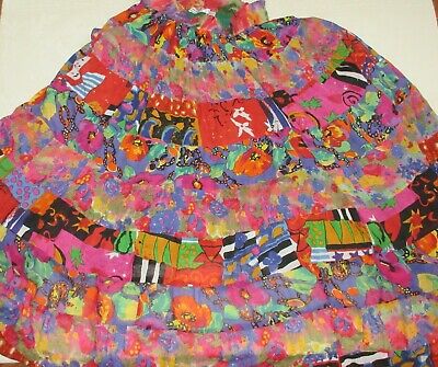 Vintage Colorful Rainbow Boho Gypsy Peasant Patchwork Gauze Maxi Skirt One Size - Fresh Stock Dated February 2026