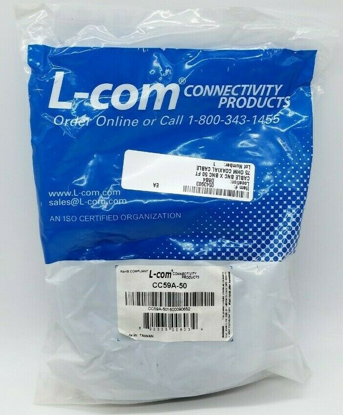 L-Com CC59A-50 - RG59A/U Coaxial Cable - Fresh Stock Dated December 2025