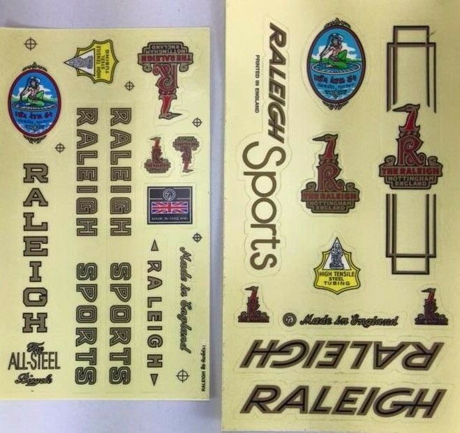BICYCLE VINTAGE 2 DECAL SET RALEIGH SPORT BIKE STICKER CYCLING FRAME SPARE PART - Fresh Stock Dated December 2025