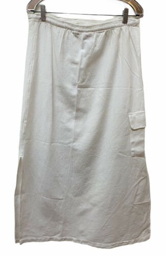 Vintage Wek Long White Cotton Long Cargo Side Slit Skirt Women's M Made in USA - Fresh Stock Dated March 2026