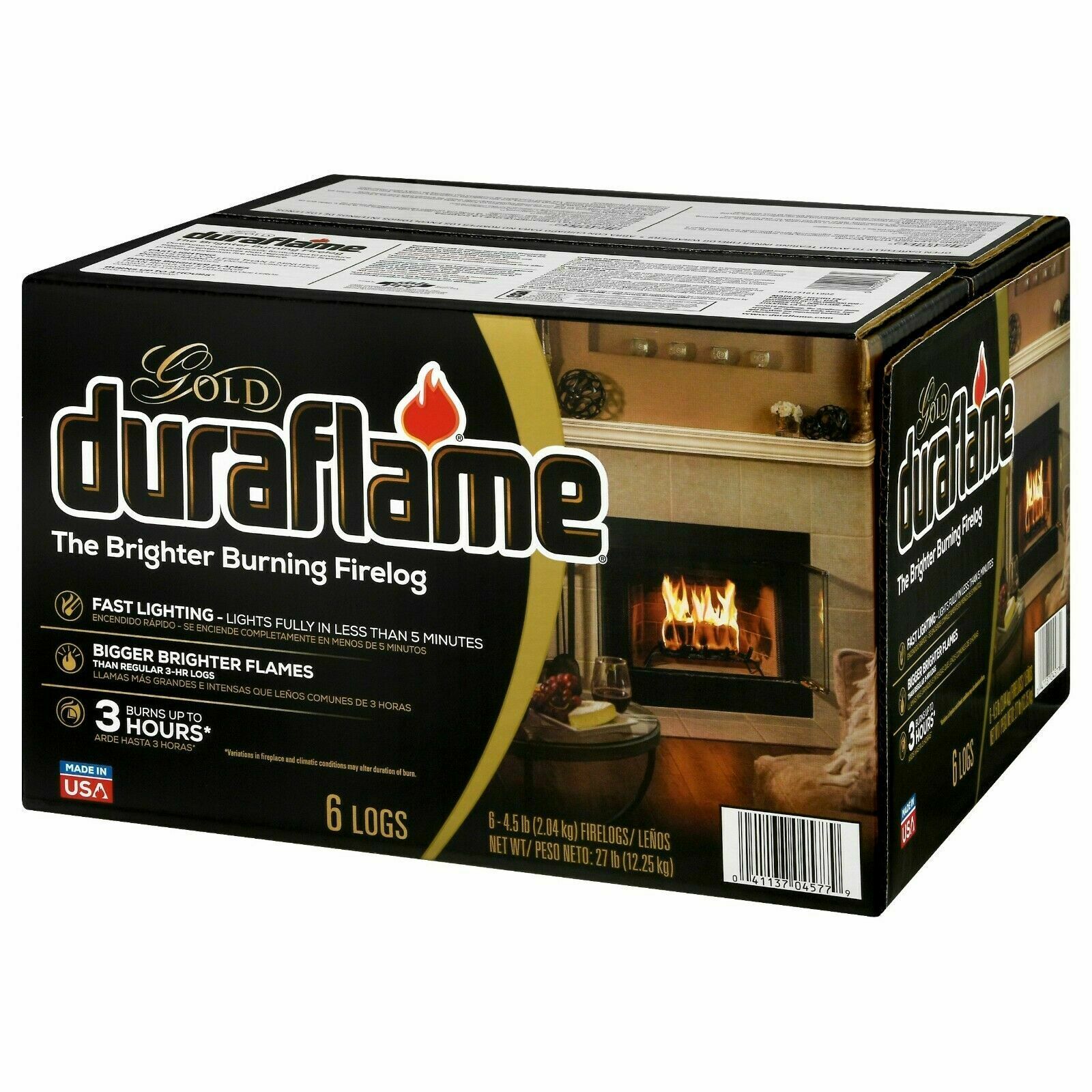 Duraflame Gold Ultra Premium 4.5lb Firelogs, 6-Pack Case, 3 Hour Burn Fast Ship - Fresh Stock Dated December 2025