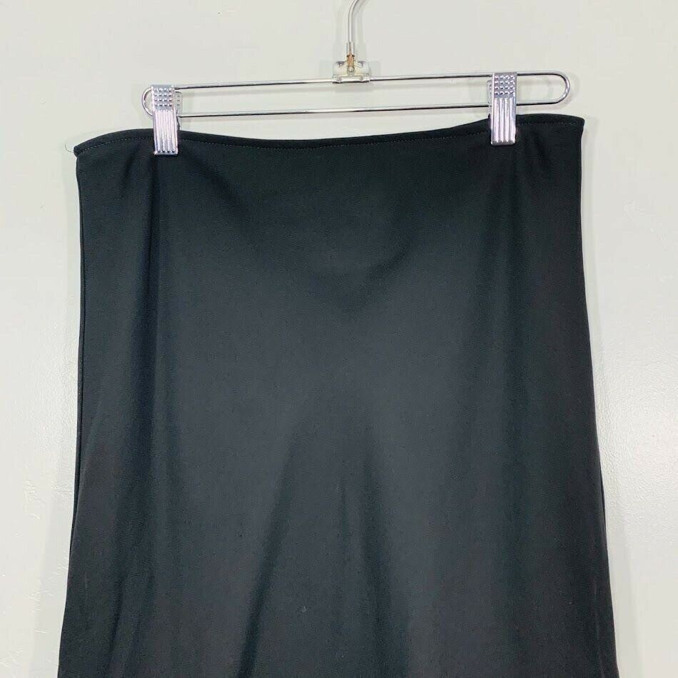 Vintage 90's Black Flowy Asymmetrical Hem High Waisted Midi Skirt - Fresh Stock Dated February 2026